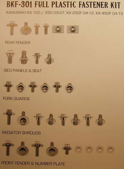 Screw/Bolt Kit Plastic Kaw. KX150/250 03-07, KXF250 04-12, KXF450 04-