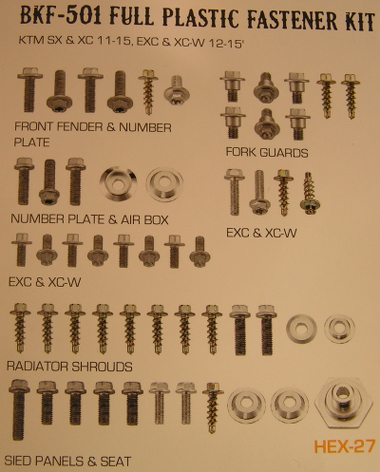 Screw/Bolt Kit Plastic KTM SX&XC 11-, EXC&XCW 12-